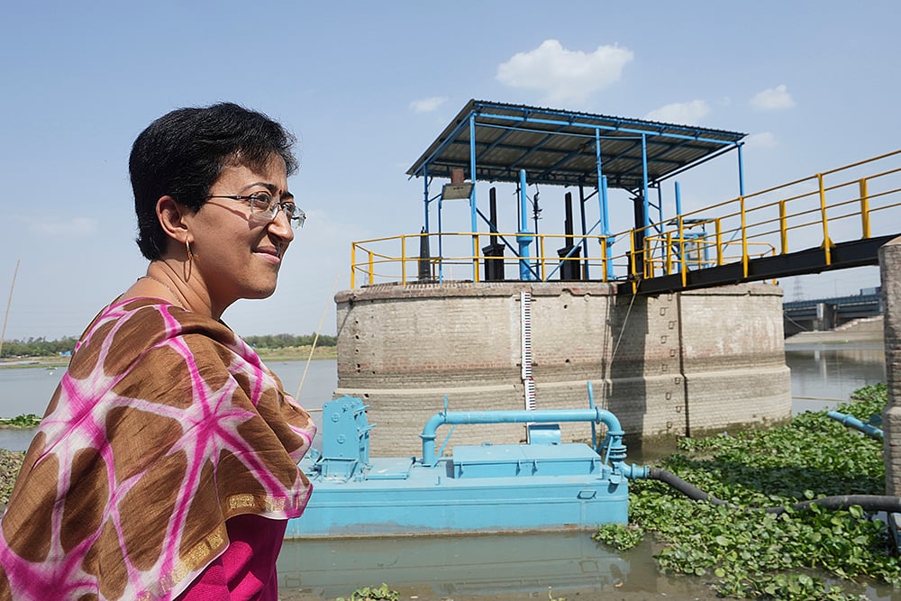 | Photo: PTI : Atishi inspects water treatment plant